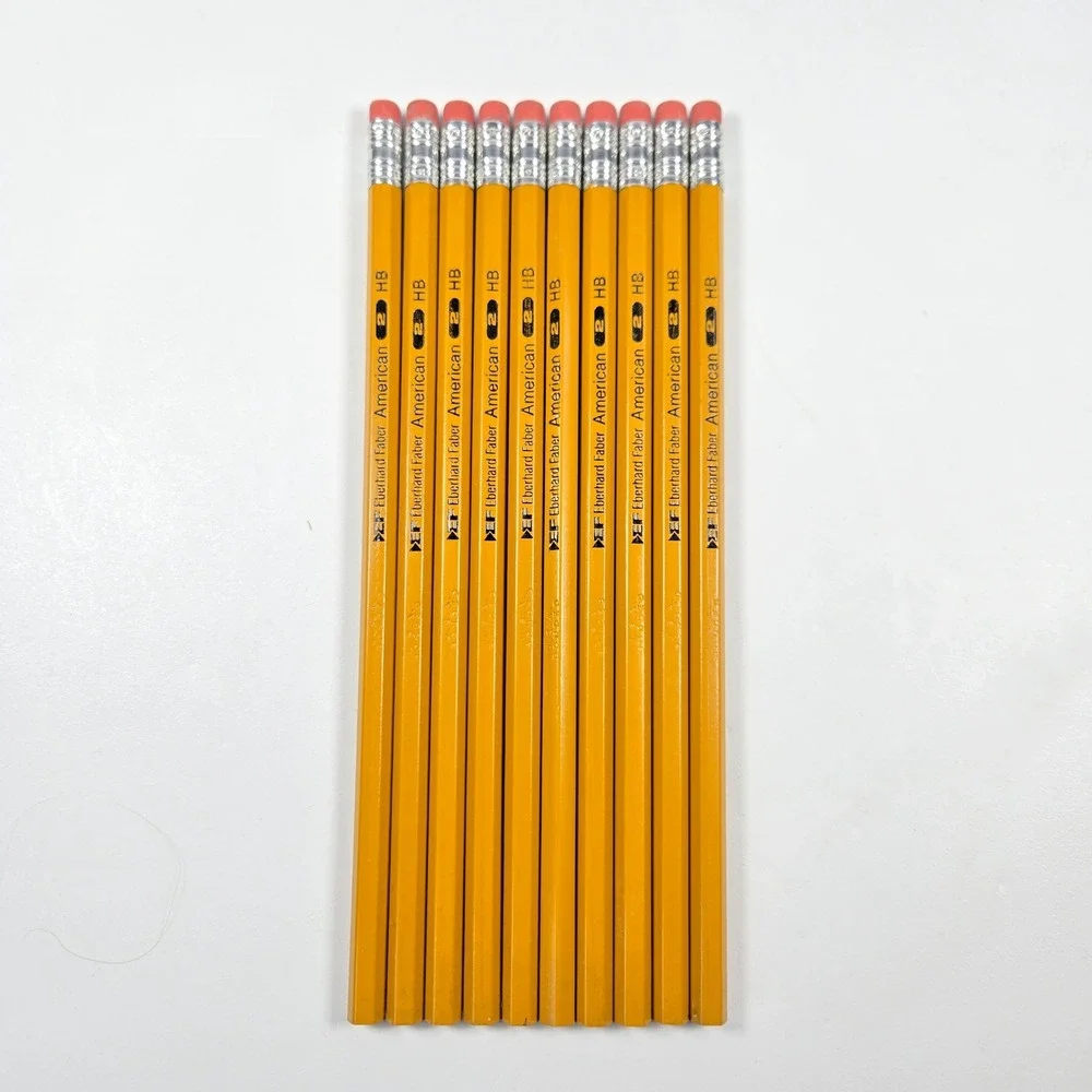 Vintage Eberhard Faber American Pencils No 2 HB Yellow Wood Made in USA 10 Count